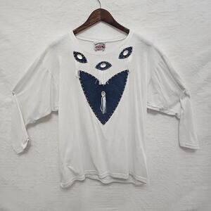 Vtg Get Lucky Shirt USA Women's 1 sz Cotton 80s 90s Southwestern Boho Eclectic